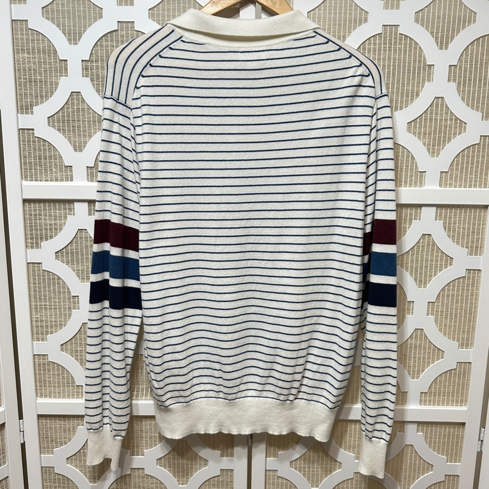 J. Crew Heritage Collared Sweater Polo Mens L Striped Cotton Knit Preppy BS410 - Picture 11 of 11